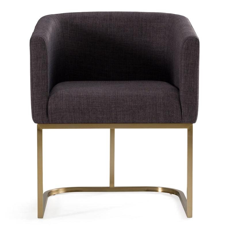 Yukon Modern Grey Fabric & Antique Brass Dining Chair — view 4