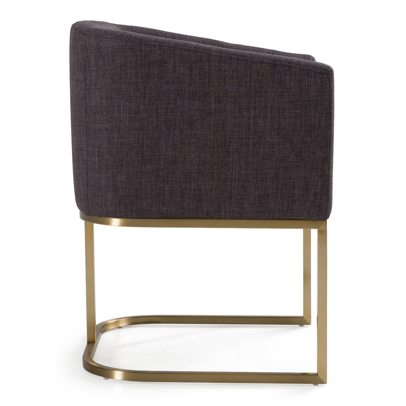 Yukon Modern Grey Fabric & Antique Brass Dining Chair — view 5