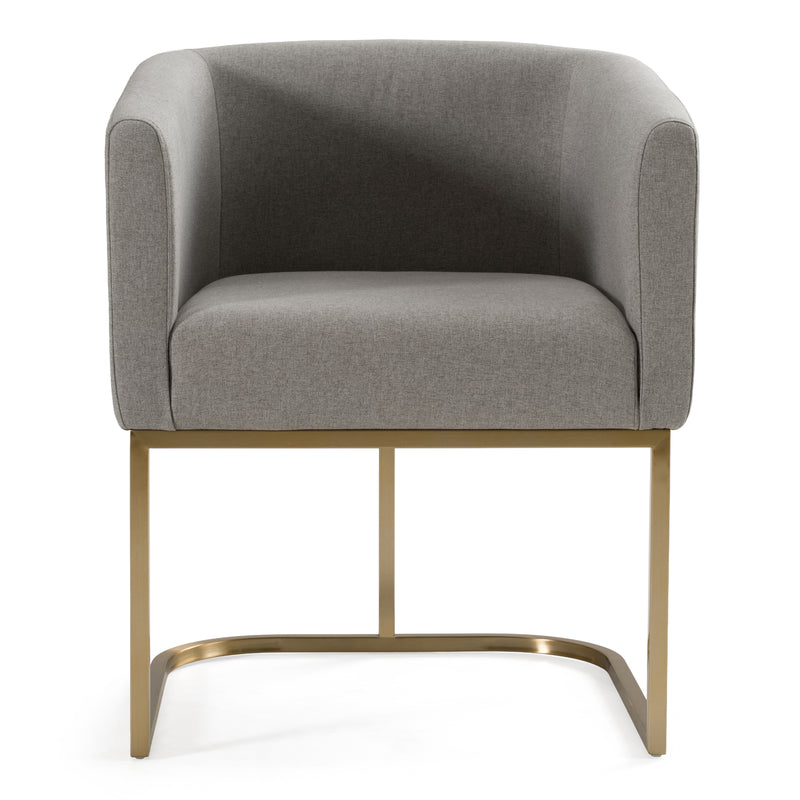 Yukon - Modern Medium Grey Fabric & Antique Brass Dining Chair — view 2