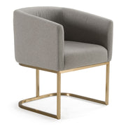 Yukon - Modern Medium Grey Fabric & Antique Brass Dining Chair — view 3