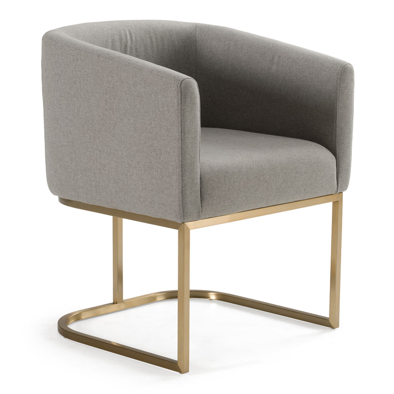 Yukon - Modern Medium Grey Fabric & Antique Brass Dining Chair — view 3