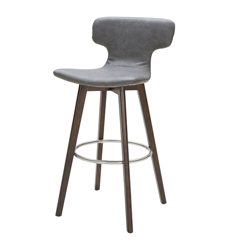 Zach Mid-Century Dark Grey Eco-Leather Bar Stool — view 3