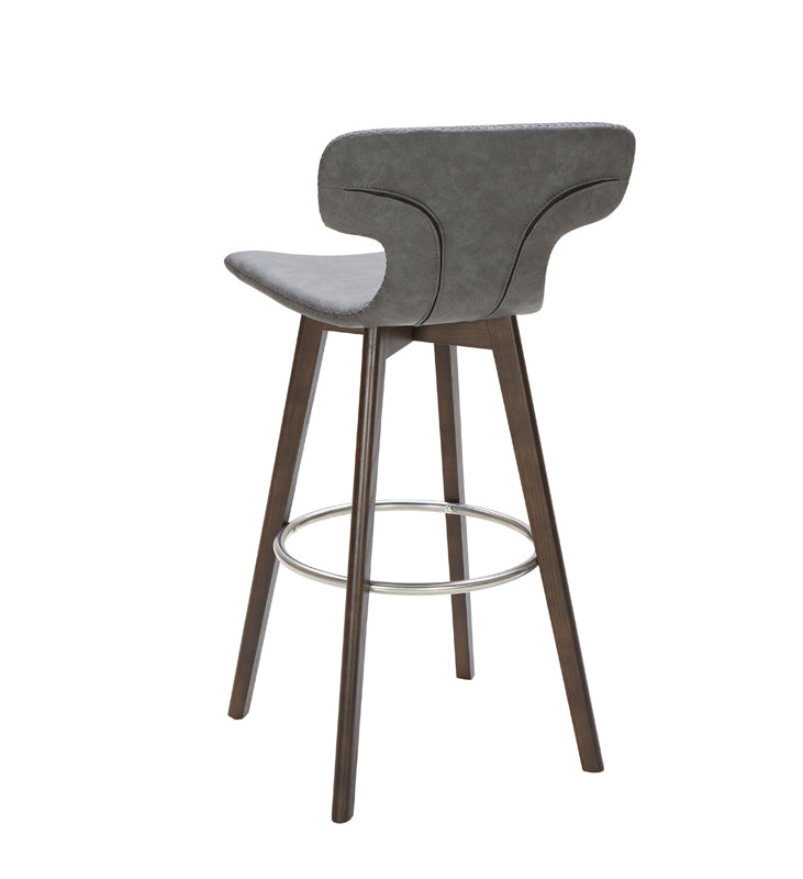Zach Mid-Century Dark Grey Eco-Leather Bar Stool — view 2