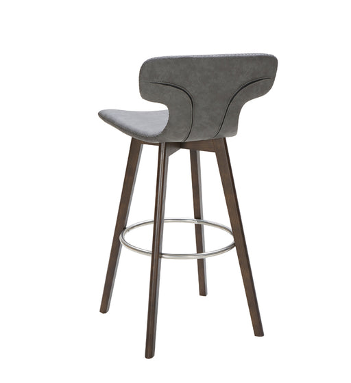 Zach Mid-Century Dark Grey Eco-Leather Bar Stool — view 2