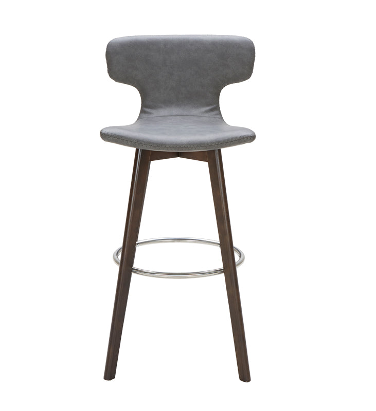 Zach Mid-Century Dark Grey Eco-Leather Bar Stool