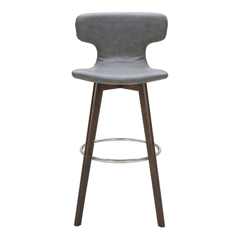 Zach Mid-Century Dark Grey Eco-Leather Bar Stool — view 5