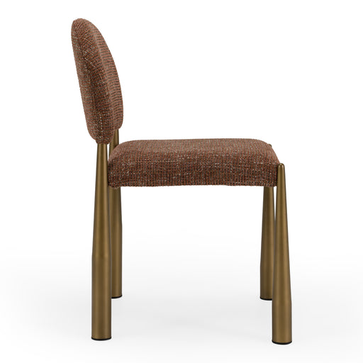 Zagros - Modern Brick Red Fabric + Antique Brass Dining Chair (Set of 2) — view 2