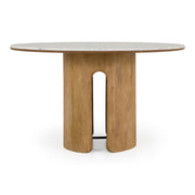 Zorhan - Modern White Marble + Mango Round Dining Table — view 3