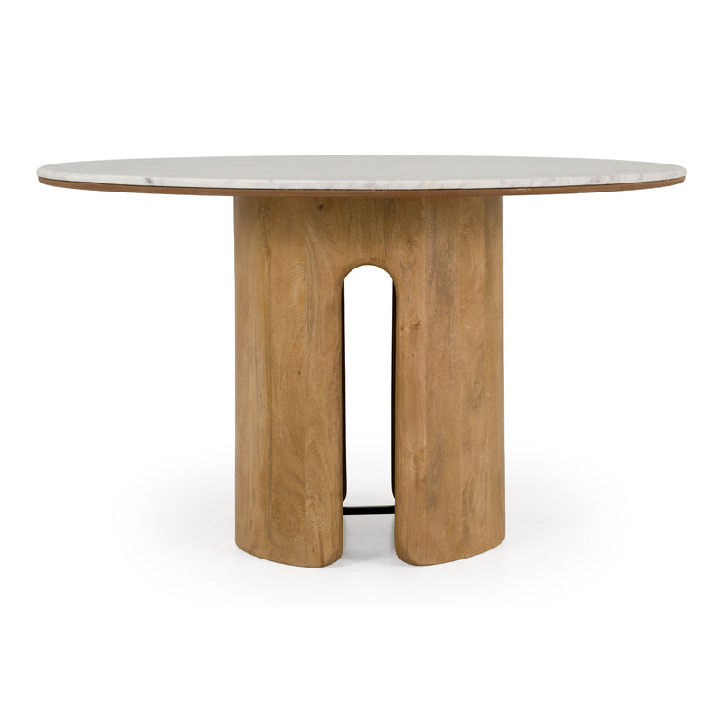 Zorhan - Modern White Marble + Mango Round Dining Table — view 3