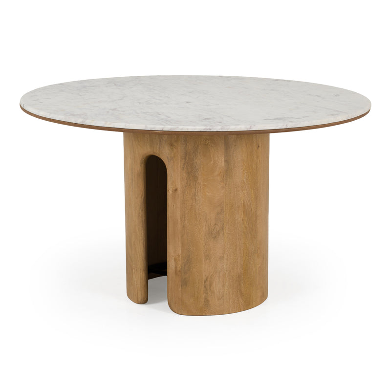 Zorhan - Modern White Marble + Mango Round Dining Table — view 4
