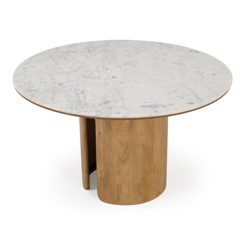 Zorhan - Modern White Marble + Mango Round Dining Table — view 5