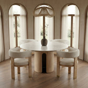Zorhan - Modern White Marble + Mango Round Dining Table — view 2