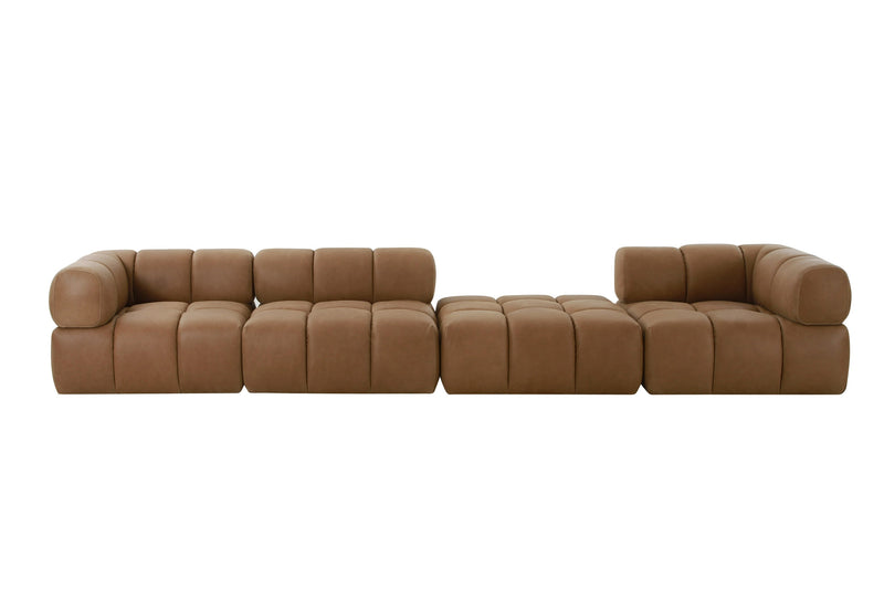 Everest - Modern Brown Leather Modular Armless Sectional Seat