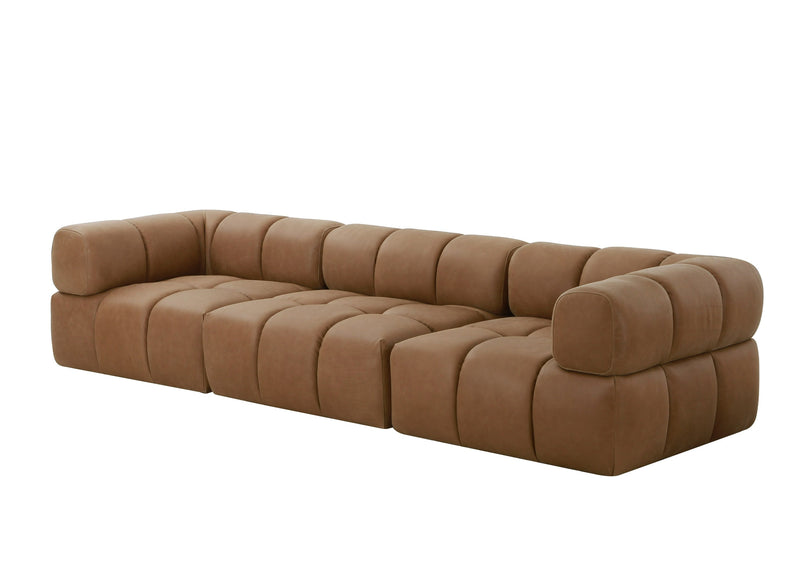 Everest - Modern Brown Leather Modular Armless Sectional Seat — view 2