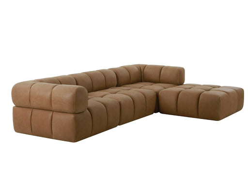 Everest - Modern Brown Leather Ottoman — view 2