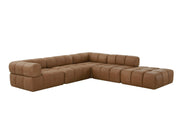 Everest - Modern Brown Leather Modular Corner Sectional Seat — view 4