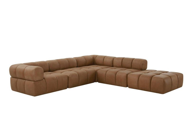 Everest - Modern Brown Leather Modular Armless Sectional Seat — view 4