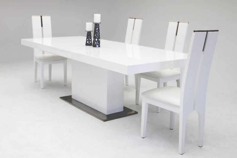 Zenith Modern White Extendable Dining Table — view 3