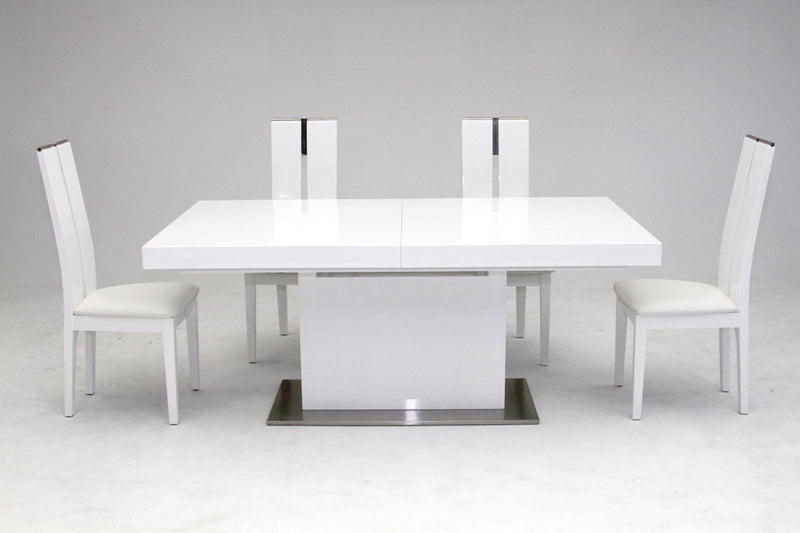 Zenith Modern White Extendable Dining Table — view 5