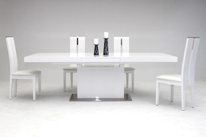 Zenith Modern White Extendable Dining Table — view 2